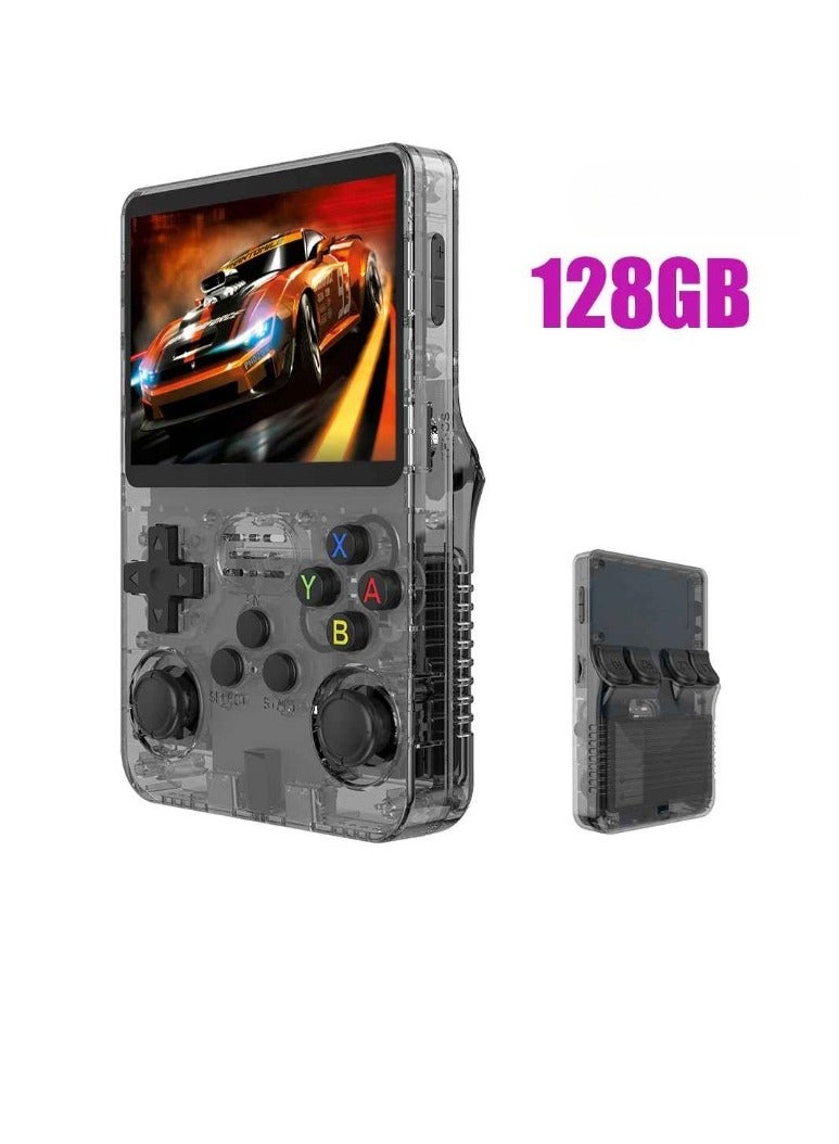 R36S Retro Handheld Video Game Console, 3.5 Inch IPS Screen Retro Video Game, Portable Durable Pocket Video Player, Lightweight Children Handheld Game, (1pc, Grey, 128GB) - Image 1