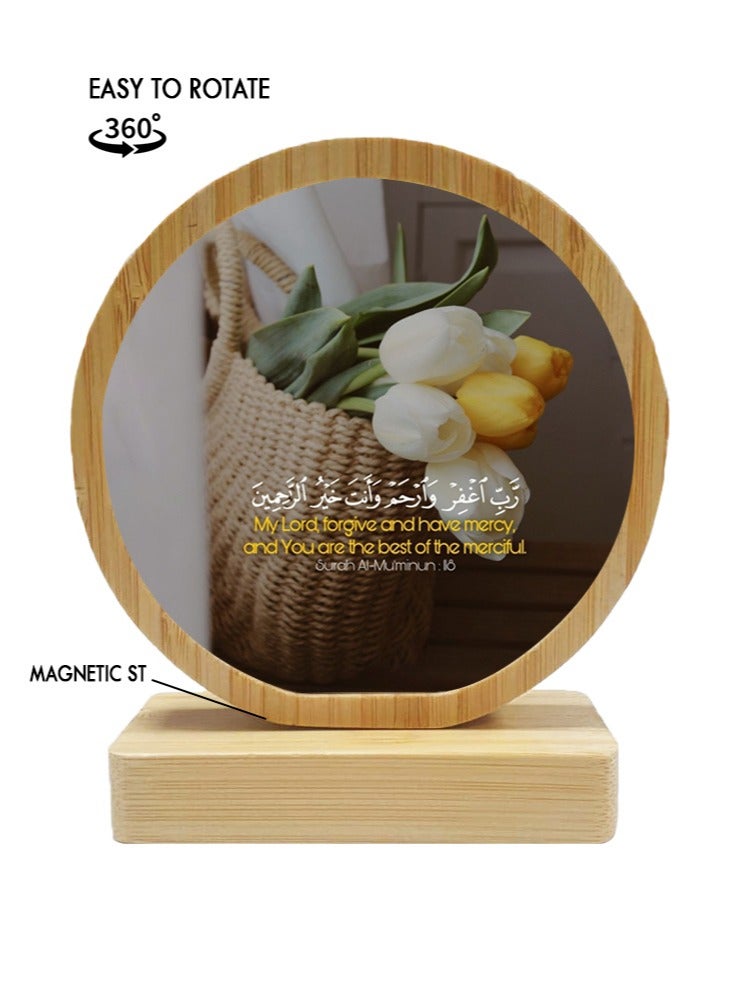 Service Zone Protective Printed White Round Shape Wooden Photo Frame for Table Top Quaran Aayat - Image 1