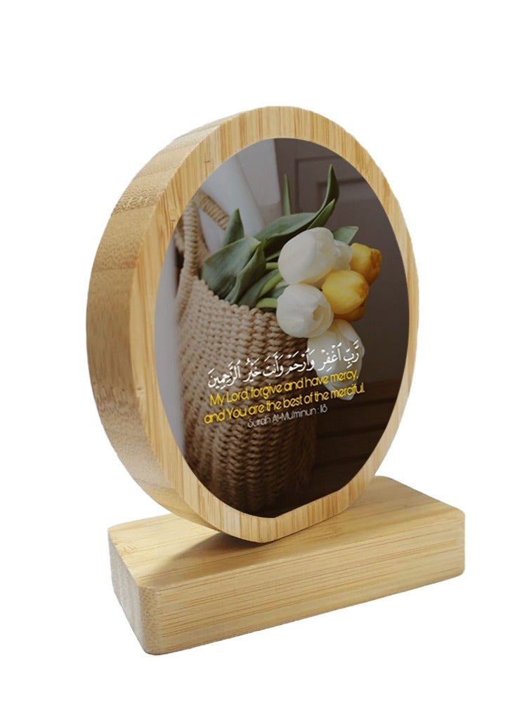 Service Zone Protective Printed White Round Shape Wooden Photo Frame for Table Top Quaran Aayat - Image 2