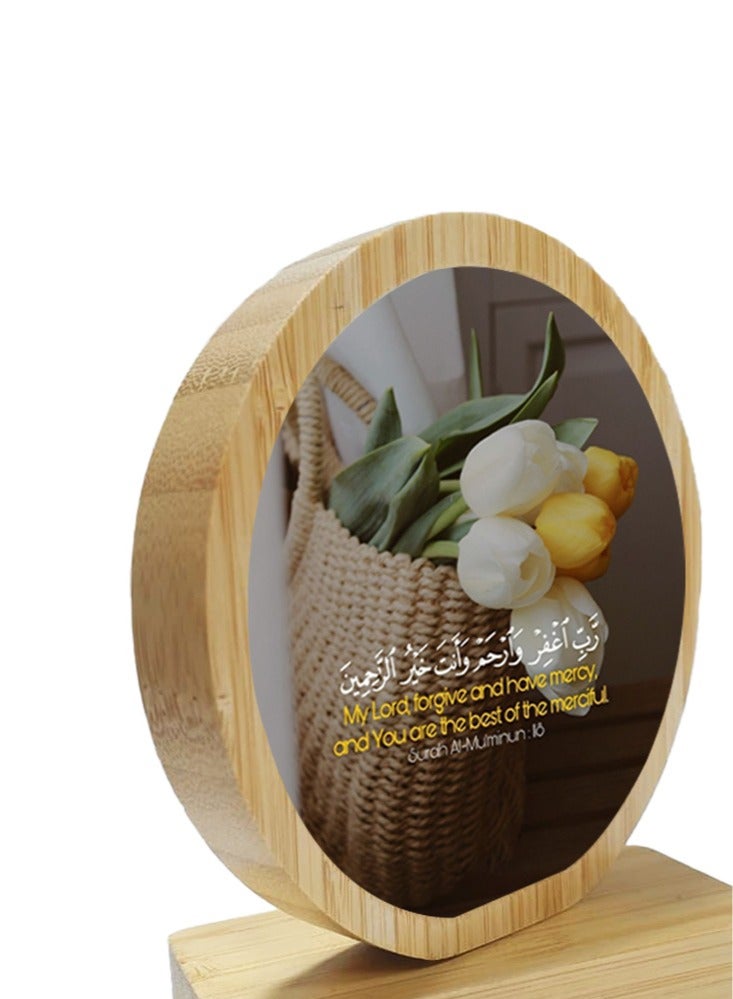 Service Zone Protective Printed White Round Shape Wooden Photo Frame for Table Top Quaran Aayat - Image 3