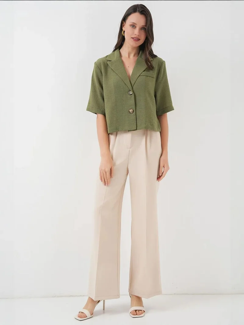 BIG DART BDART Textured Crop Jacket with Shirt Collar