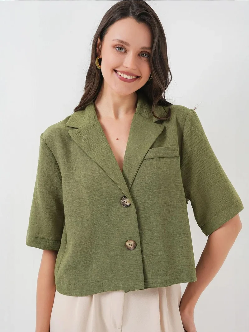 BIG DART BDART Textured Crop Jacket with Shirt Collar