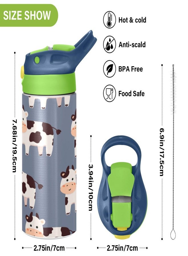 YETTASBIN Cute Cow Water Bottle for Kids, 12 oz Leakproof Double Walled Insulated Stainless Steel Water Bottle Travel Tumbler with Straw Lid for Girls Boys Toddlers - Image 3