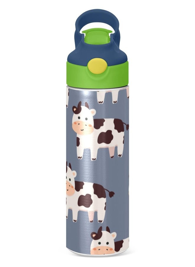 YETTASBIN Cute Cow Water Bottle for Kids, 12 oz Leakproof Double Walled Insulated Stainless Steel Water Bottle Travel Tumbler with Straw Lid for Girls Boys Toddlers - Image 2