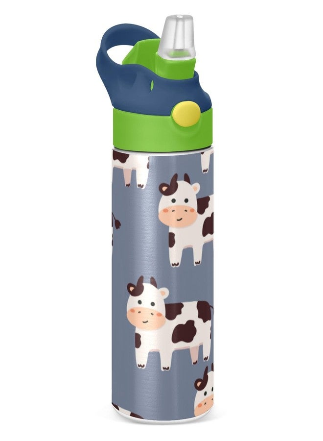 YETTASBIN Cute Cow Water Bottle for Kids, 12 oz Leakproof Double Walled Insulated Stainless Steel Water Bottle Travel Tumbler with Straw Lid for Girls Boys Toddlers - Image 1