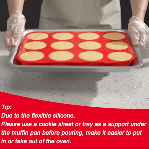 Redfly 2 Pack Silicone Muffin Pan & Cupcake Pans for Baking - 12 Cup Regular Size BPA Free Egg Bites Molds - Image 2