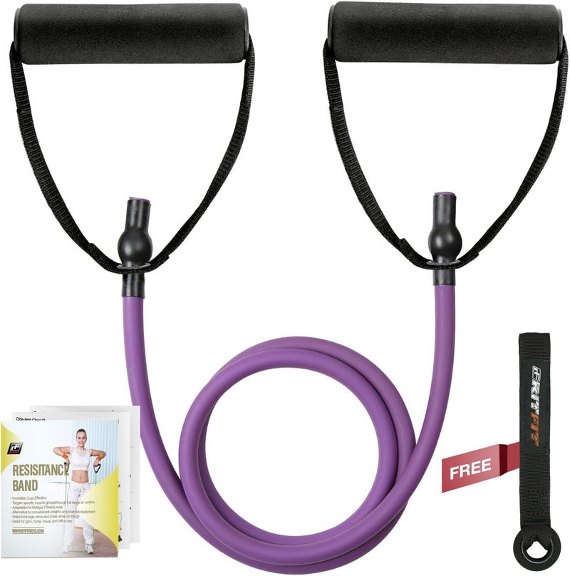 RitFit Single Resistance Exercise Band with Comfortable Handles - Ideal for Physical Therapy, Strength Training, Muscle Toning - Door Anchor and Starter Guide Included - Image 1