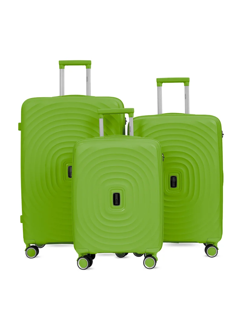 بارا جون Parajohn Hard Shell Luggage Set PP Lightweight Suitcase 20/24/28 Inch 8 Spinner Wheels 360° Travel Trolley Bag with Combination Lock- Light Green