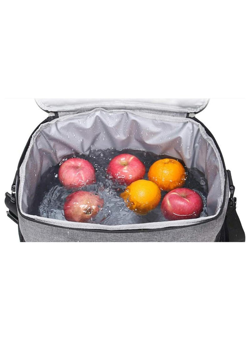 Halamine Insulated Lunch Bag, 33 Liter Large Capacity Warm Bag for Camping, Outdoor, Leak Proof Oxford Cloth Cooler with Adjustable Shoulder Strap (Gray)  - Image 3