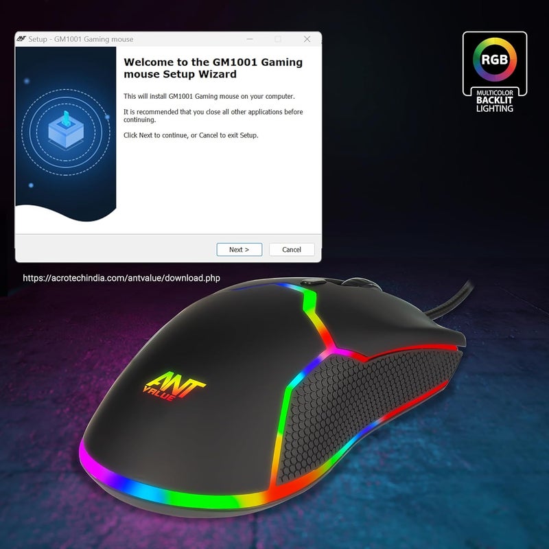 Ant Value Store GM1001 USB Wired Gaming Mouse,6 Adjustable 12800 DPI Computer Mouse,Optical Sensor 13 RGB Mouse with software and 6 Programmable Buttons,Ergonomic PC Gaming Wired Mouse for Laptop/PC - Black - Image 4