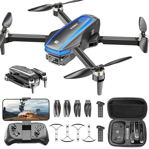 Drones with Camera for Adults 4K Brushless Motor Drone for Kids Beginners FPV Foldable RC Quadcopter with Propeller Guards 2 Batteries 1500mAh 130 Lens WiFi Voice Control Gesture Photography Gift Toys for Men Boys