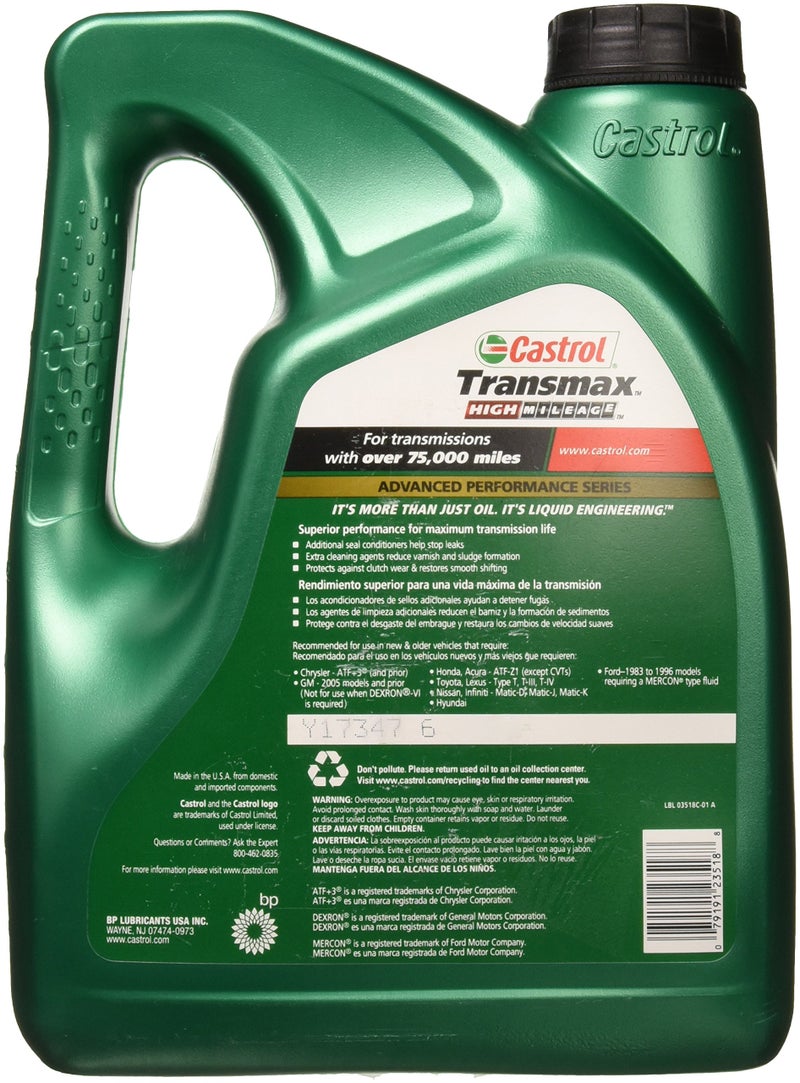 Castrol Transmax High Mileage Automatic Transmission Fluid, 1 Gallon - Image 2