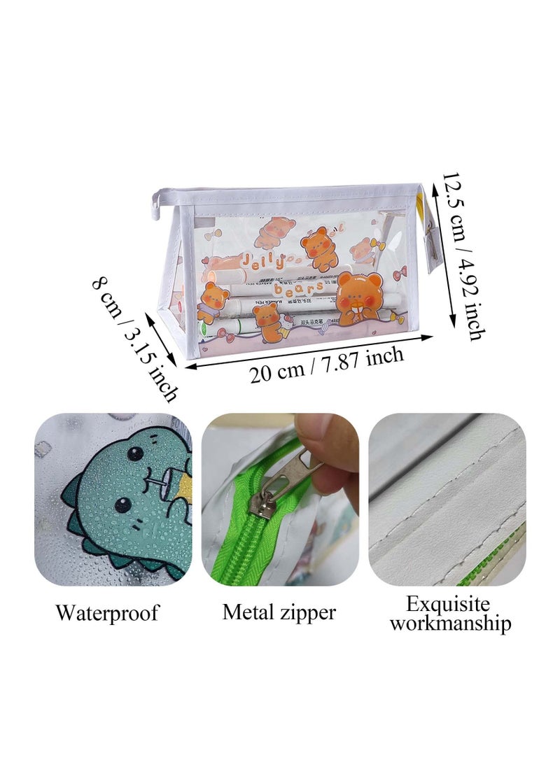 SYOSI Pencil Case Pen Bag 2 Pieces Portable Office Stationery Pouch, Clear PVC Zipper Pencil Bag, Waterproof Makeup Bags  - Image 4