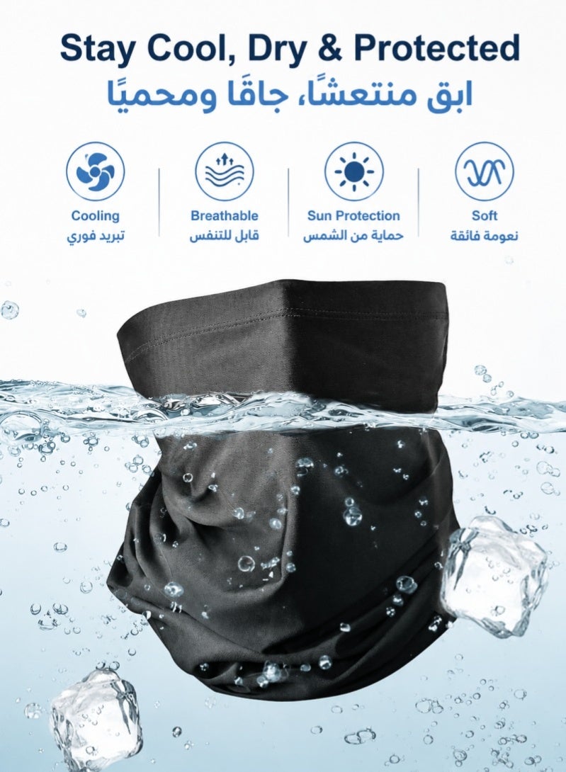 ZAFRA 2 Pack Cooling Neck Gaiter, Breathable Ice Silk Face Cover with UV Sun Protection, Moisture Wicking Neck Warmer for Cycling, Running, Hiking, Outdoor Sports，Black & Grey - Image 2