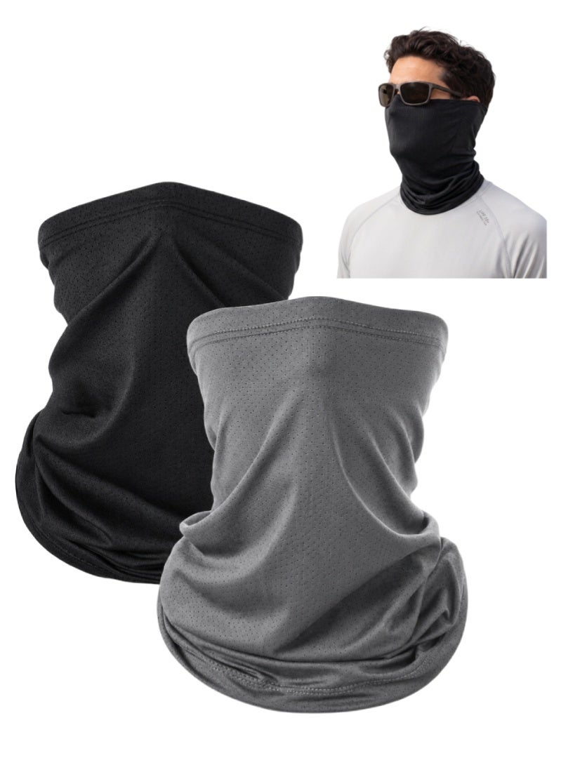ZAFRA 2 Pack Cooling Neck Gaiter, Breathable Ice Silk Face Cover with UV Sun Protection, Moisture Wicking Neck Warmer for Cycling, Running, Hiking, Outdoor Sports，Black & Grey - Image 1