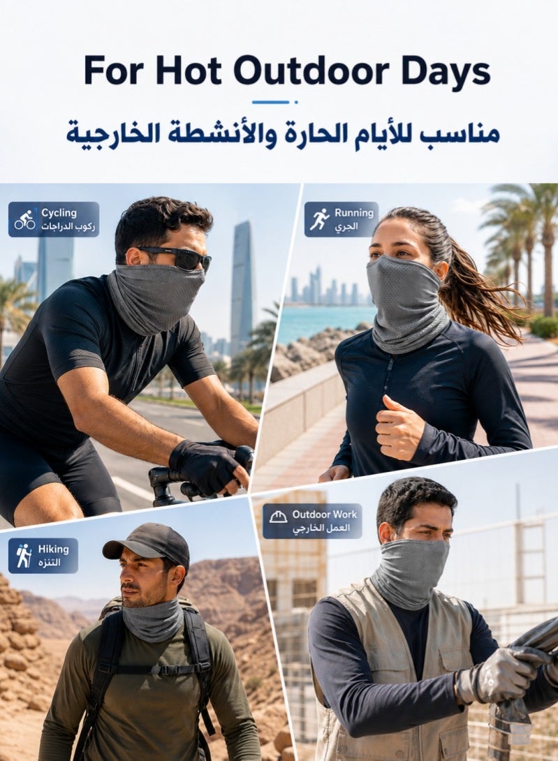ZAFRA 2 Pack Cooling Neck Gaiter, Breathable Ice Silk Face Cover with UV Sun Protection, Moisture Wicking Neck Warmer for Cycling, Running, Hiking, Outdoor Sports，Black & Grey - Image 5