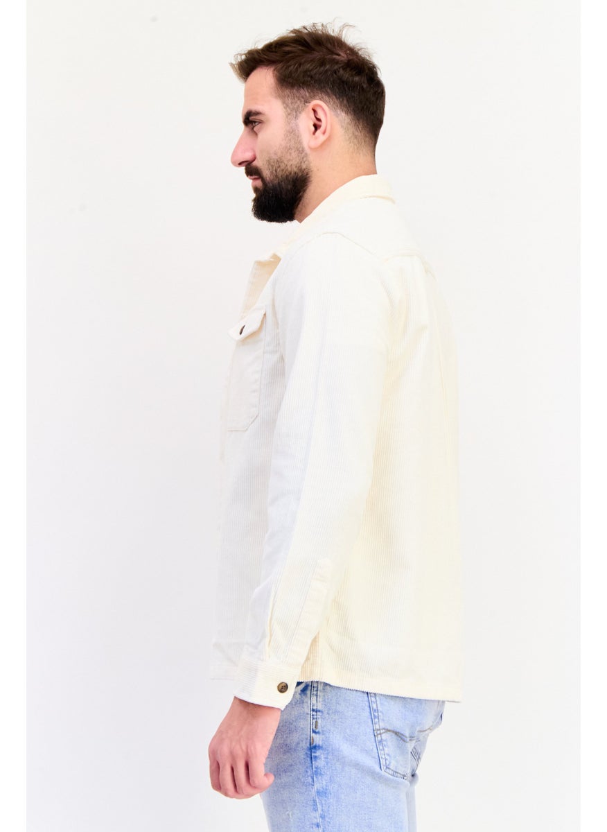 Jack Jones Men Textured Jacket Shirt, Beige  - Image 3