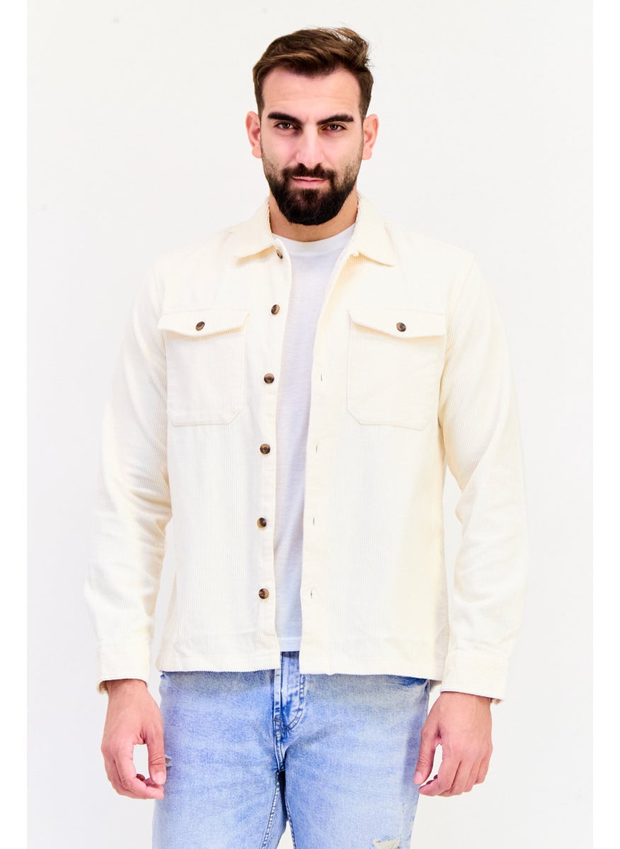 Jack Jones Men Textured Jacket Shirt, Beige  - Image 1