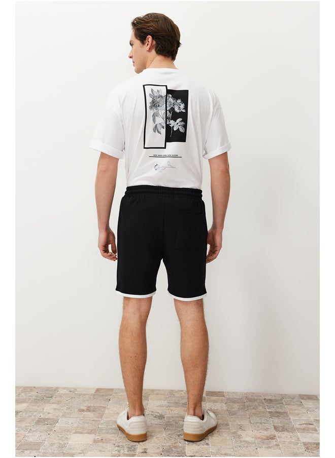 trendyol - Black Regular Cut Letter Printed Drawstring Elastic Waist Shorts TMNSS24SR00040 - Image 1