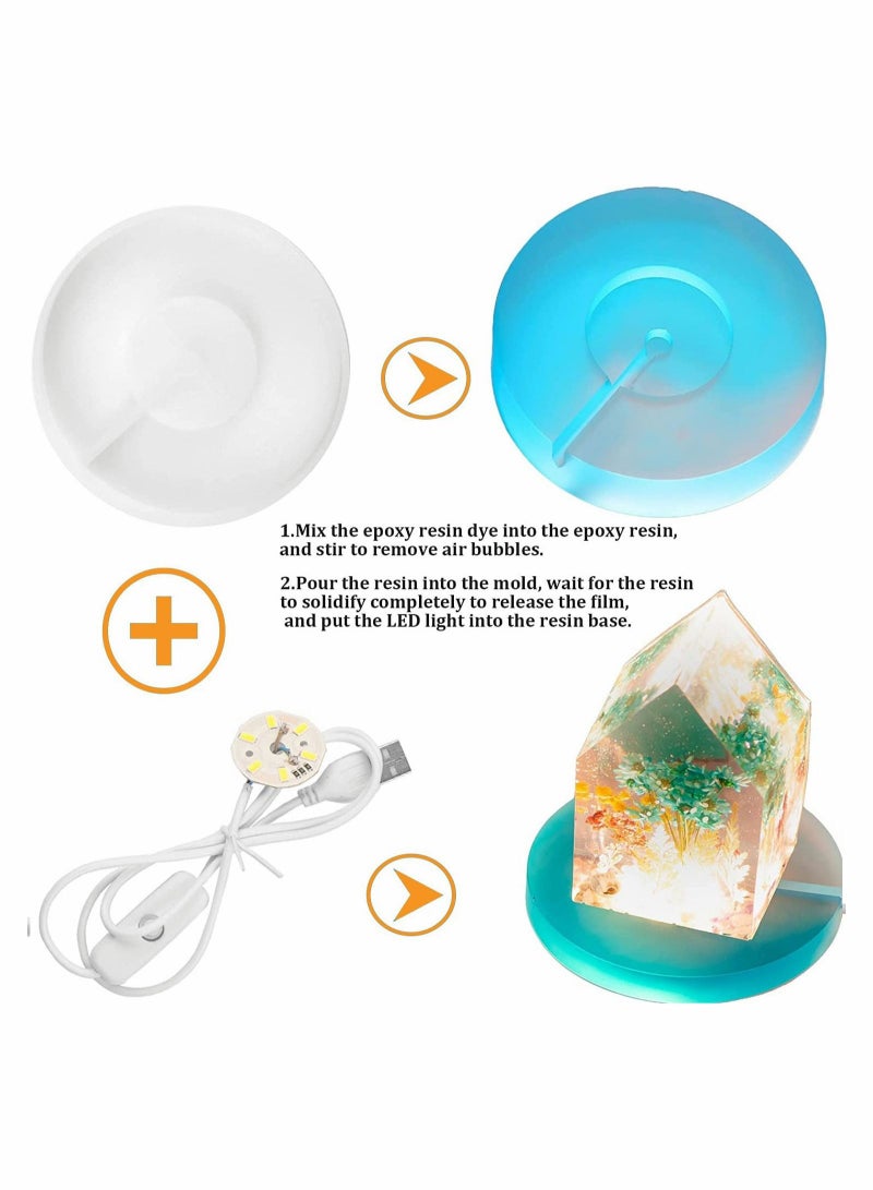 Captaintech Round Resin DIY Mold LED Silicone Mould with 2 PCs USB Light Strip for Home Decoration Desktop Art Ornaments - Image 3