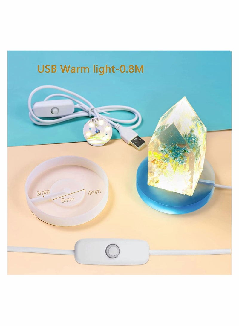 Captaintech Round Resin DIY Mold LED Silicone Mould with 2 PCs USB Light Strip for Home Decoration Desktop Art Ornaments - Image 5