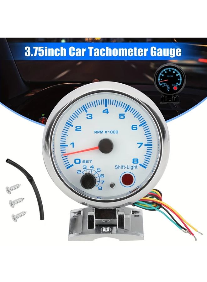 3 75In Blue LED Tachometer Gauge 0 8000 RPM For 4 6 8 Cylinder 12V Vehicles 1pc - Image 1
