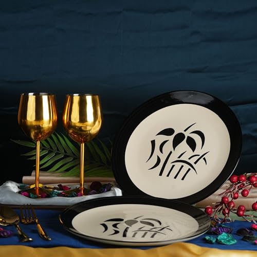 Caffeine Ceramic Handmade Stoneware Black Imperial Quarter Plate 7”(Set of 2 Dishwasher & Microwave Safe) - Image 1