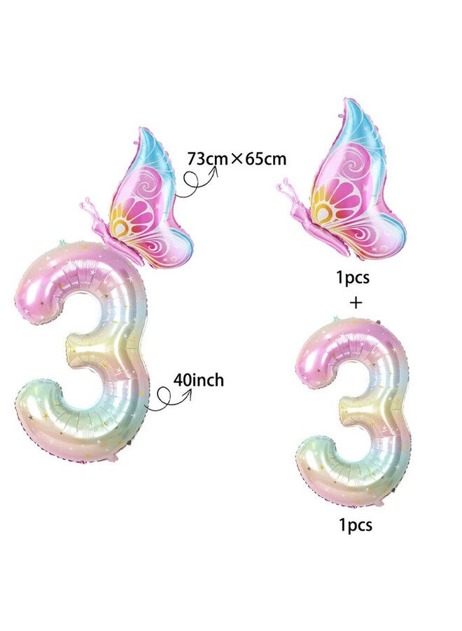 LAMAY Butterfly Birthday Decorations Set, 40 Inch Colorful Number Balloon with Giant Butterfly Balloon, Party Decorations for Girls Birthday Celebration - Image 3