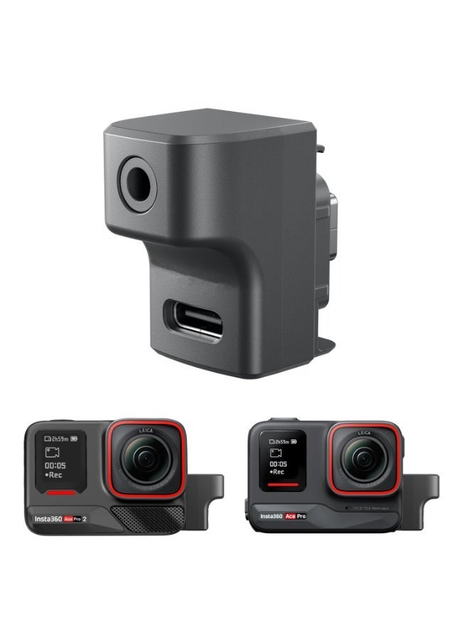 ميكروفون محول الصوت متوافق مع Insta360 Ace Pro 2 اكسسوارات، ميكروفونات خارجية نوع-C الشحن و 3.5mm ميناء الصوت توسيع اكسسوارات لInsta360 Ace Pro2 / Ace Pro / Ace - Image 1