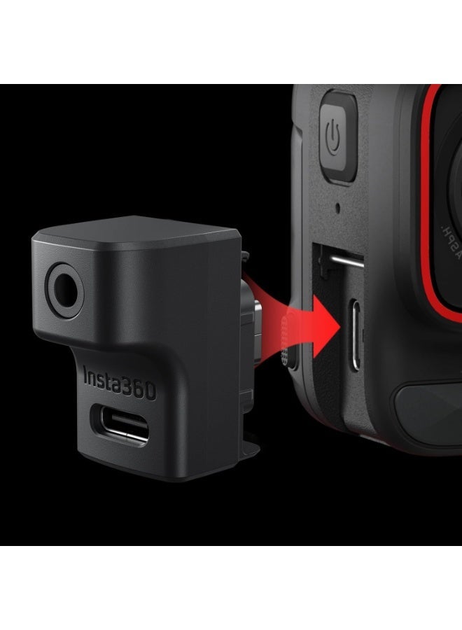 ميكروفون محول الصوت متوافق مع Insta360 Ace Pro 2 اكسسوارات، ميكروفونات خارجية نوع-C الشحن و 3.5mm ميناء الصوت توسيع اكسسوارات لInsta360 Ace Pro2 / Ace Pro / Ace - Image 2