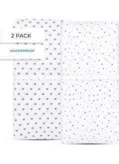 Ely's & Co. Ely’s & Co. Patent Pending Waterproof Changing Pad Cover|Cradle Sheet 2-Pack Set for Baby Boy - 100% Cotton, Jersey Knit Cotton Sheets with Waterproof Lining — Grey Stars  - Image 4