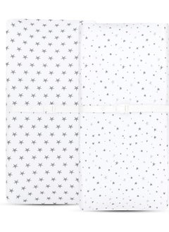 Ely's & Co. Ely’s & Co. Patent Pending Waterproof Changing Pad Cover|Cradle Sheet 2-Pack Set for Baby Boy - 100% Cotton, Jersey Knit Cotton Sheets with Waterproof Lining — Grey Stars  - Image 2