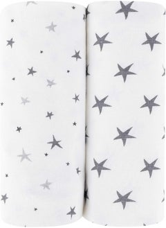 Ely's & Co. Ely’s & Co. Patent Pending Waterproof Changing Pad Cover|Cradle Sheet 2-Pack Set for Baby Boy - 100% Cotton, Jersey Knit Cotton Sheets with Waterproof Lining — Grey Stars  - Image 5
