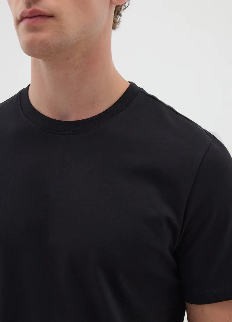 Ovs BLACK COTTON REGULAR FIT T-SHIRT