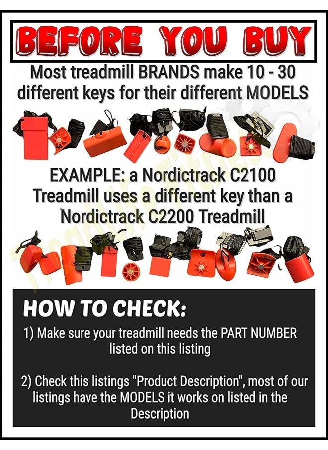 TreadLife Fitness - Treadmill Safety Key | Part Number 260830 | Compatible with ProForm Crosswalk 395 Treadmills - Image 1