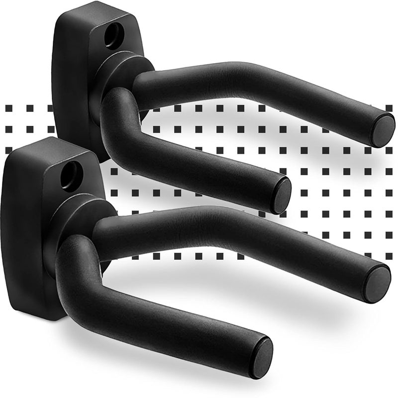KEPLIN Guitar Wall Hooks - Display Mount Hangers for Electric & Acoustic Guitars, Bass, Banjo | Pack of 2 Brackets With Screws & Pick | Adjustable Soft Padded Sponge Holder Supports - Image 2