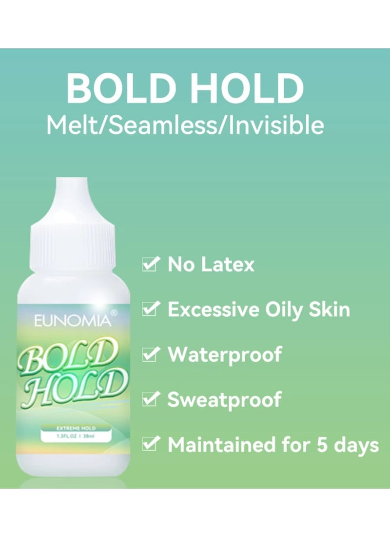 EUNOMIA - Bold Hold Lace Bold Hold Extreme Hold Glue Lace Bond Glue No Latex Waterproof Sweatproof Maintain 5 Days Bold Hold Lace Adhesive Gelly Strong Hold Remove Residue and Dirt Wig Glue 38ml - Image 1