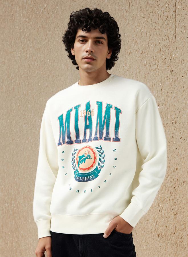 SP Characters Men Relaxed Fit The Miami Dolphins Print Sweatshirt - Image 1