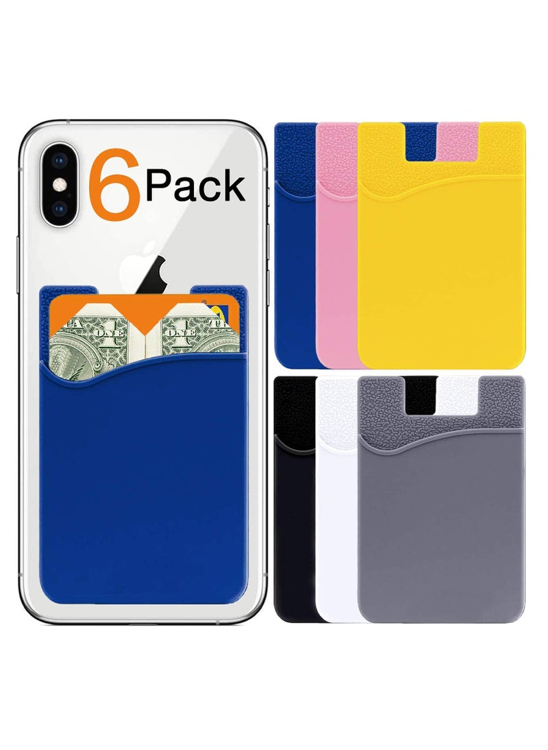 SYOSI Card Holder for Back of Phone Wallet - Stick on Cell Phone Case, Cardholder Pocket Sticker - Silicone Adhesive ID Money Sleeve Rubber Pouch, Phone Pocket Pouch for Most Smartphones, 6 -Pack  - Image 1