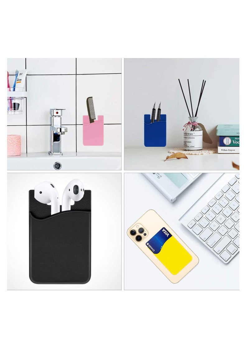 SYOSI Card Holder for Back of Phone Wallet - Stick on Cell Phone Case, Cardholder Pocket Sticker - Silicone Adhesive ID Money Sleeve Rubber Pouch, Phone Pocket Pouch for Most Smartphones, 6 -Pack  - Image 5