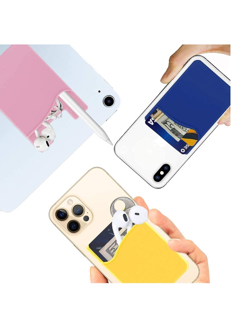 SYOSI Card Holder for Back of Phone Wallet - Stick on Cell Phone Case, Cardholder Pocket Sticker - Silicone Adhesive ID Money Sleeve Rubber Pouch, Phone Pocket Pouch for Most Smartphones, 6 -Pack  - Image 2