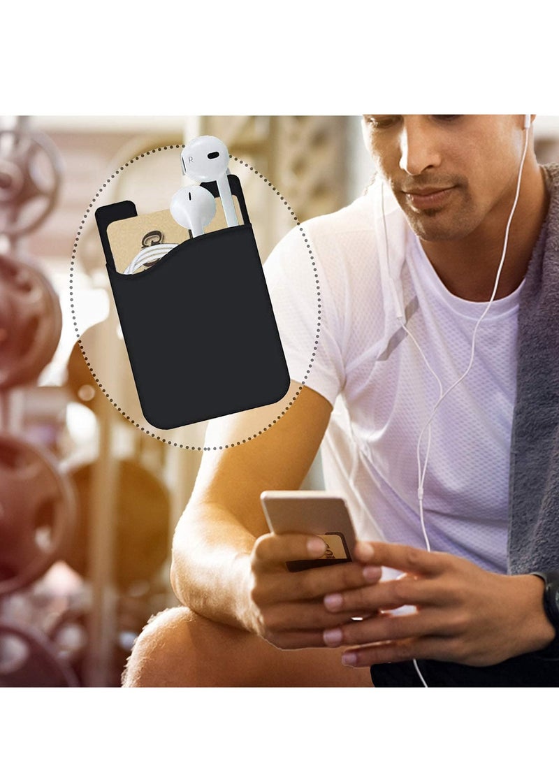 SYOSI Card Holder for Back of Phone Wallet - Stick on Cell Phone Case, Cardholder Pocket Sticker - Silicone Adhesive ID Money Sleeve Rubber Pouch, Phone Pocket Pouch for Most Smartphones, 6 -Pack  - Image 4