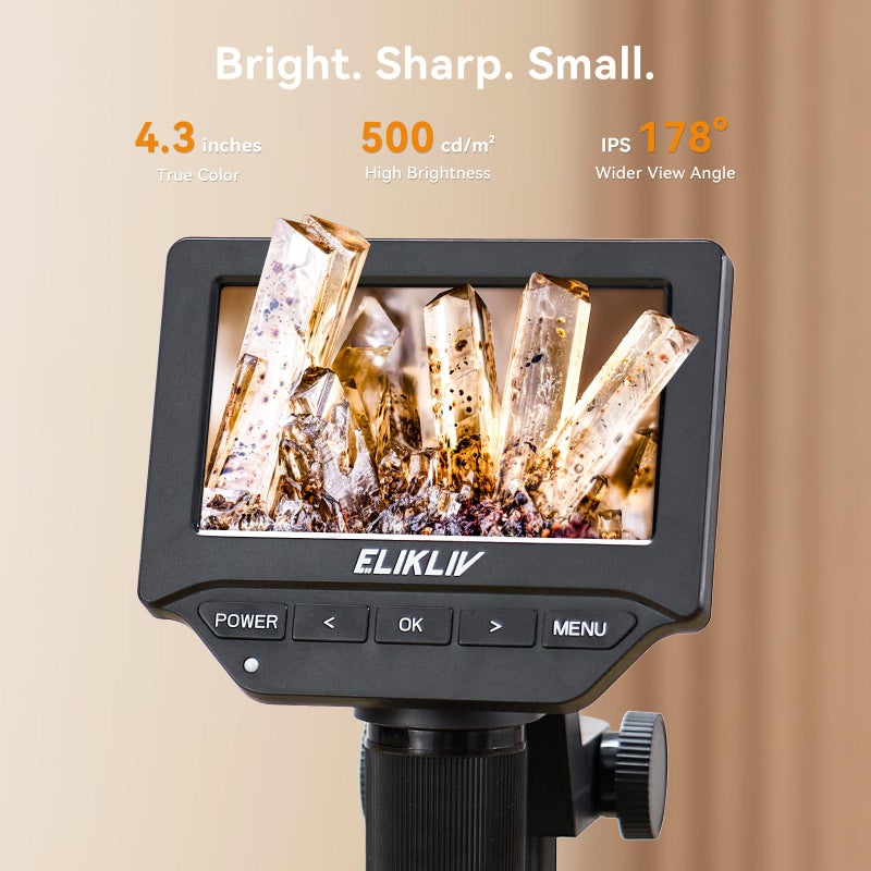 ELIKLIV ميكروسكوب إلكليف EDM4C للعملات مع مقياس: ميكروسكوب رقمي 4.3" مع LED قابل للتعديل، مكبر للعملات المعيبة مع شاشة ونطاق وزن لجمع العملات، الصاغة، الطلاب، متوافق مع ويندوز/ماك - Image 4
