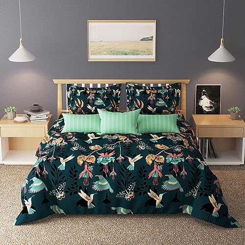 Laying Style™ 300TC Microfiber Glace Cotton AC Comforter Set King Size Double Bed with 1 Flat bedsheet-90x100 inch and 2 Pillow Covers II 4 pc Bedding Set-Multicolor - Image 1