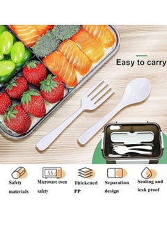 Arabest Bento Lunch Box - 3 Compartment Lunch Containers for Adults and Kids Food Grade Plastic Lunch Box with Spoon & Fork Pink  - Image 2