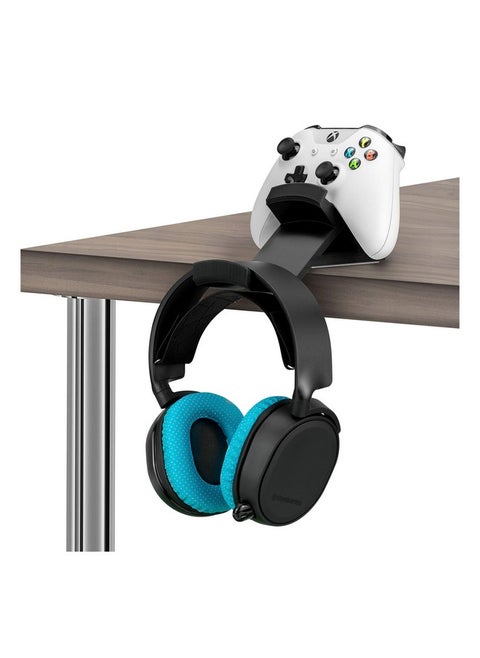 The Titan Desktop Gamepad Controller & Headphone Hanger Holder Designed For Xbox One, Ps4, Ps3, Dualshock, Switch, Pc, Steelseries, Steam & More, Reduce Clutter, Black