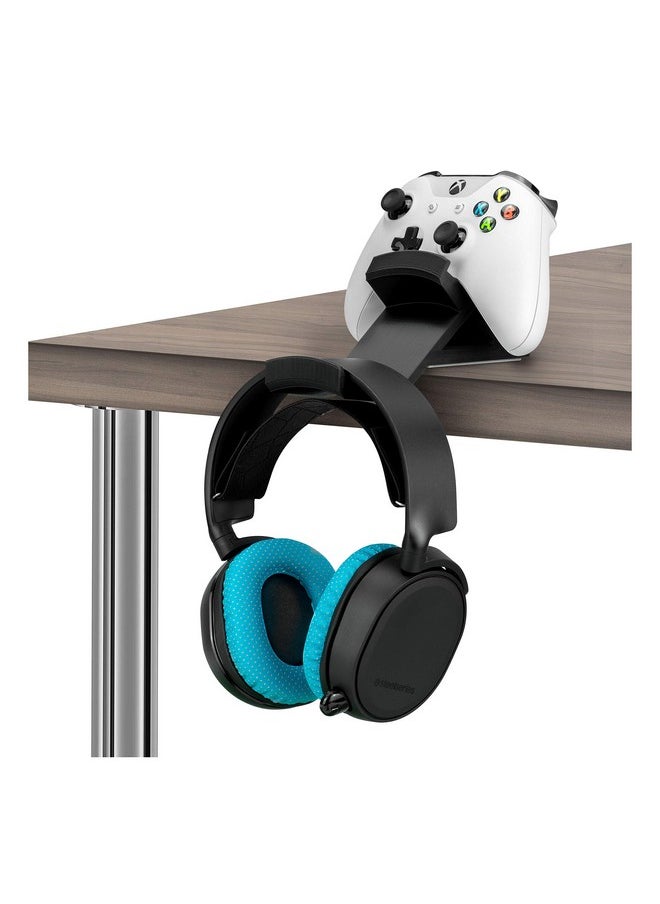 The Titan Desktop Gamepad Controller & Headphone Hanger Holder Designed For Xbox One, Ps4, Ps3, Dualshock, Switch, Pc, Steelseries, Steam & More, Reduce Clutter, Black