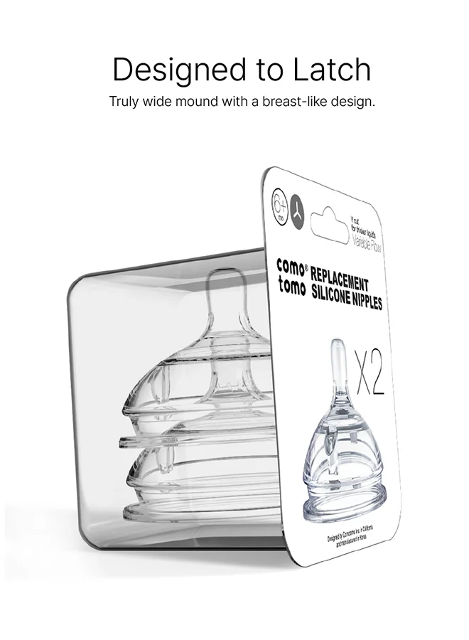 comotomo Natural Feel Baby Bottle 150 ML With Pack Of 2 Natural Teat Silicone Nipples, Y Shape Hole With Variable Flow, 6 Months +