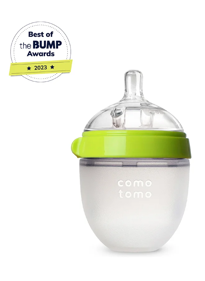 comotomo Natural Feel Baby Bottle 150 ML With Pack Of 2 Natural Teat Silicone Nipples, Y Shape Hole With Variable Flow, 6 Months +