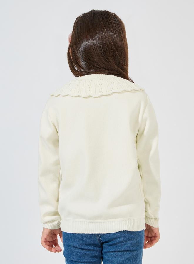 ستايلي كارديجان مُطرّز بزهور مع تفاصيل كشكش - Image 4